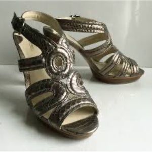 Max Studio Fischer 2 Steel metallic women's leather high heel sandals 8.5 M $185